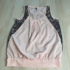 Maurices Pink and Black Sleeveless Top with Elastic Waistband - Size Medium